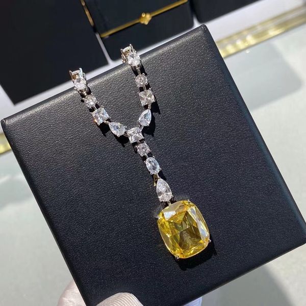 

luxury designer yellow diamond necklace pendant elegant social gathering lovers gift, Silver