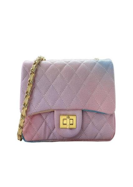 

evening bags women rainbow color diamond check chain small square bag female 2021 leather gradient shoulder messenger ladies purse2395951