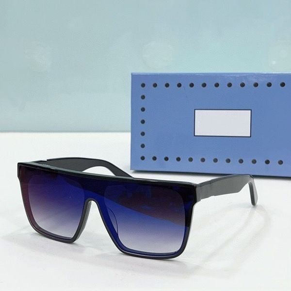 

2023 women men fashion sunglasses black width plank full frame blue gradient color square glasses available with box, White;black