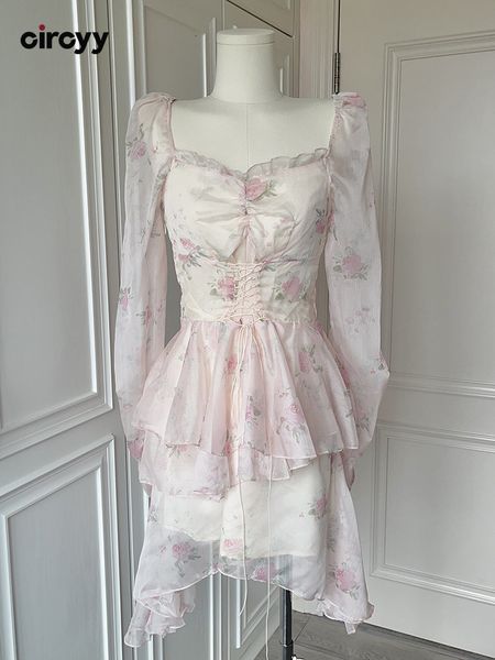 

basic casual dresses circyy dress for women dresses floral square collar ruffle patchwork aline elegant vestido korean fashion sweet girl dr, Black;gray