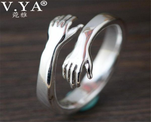 

vya adjustable hugging hand rings 925 sterling silver jewelry personality open ring for women fashion gift3611896