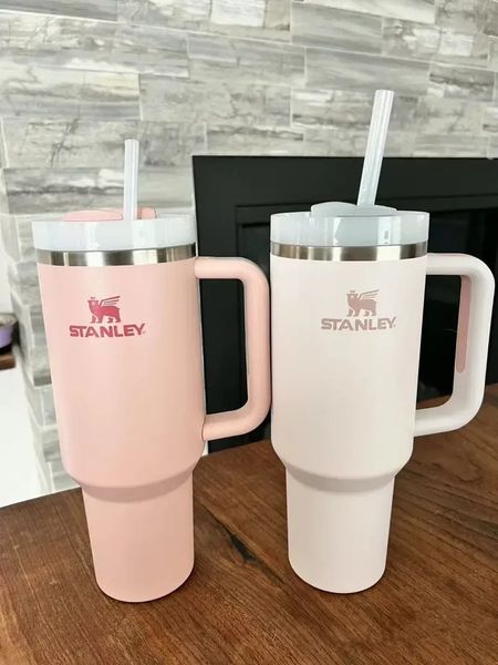 

stanley quencher h2.0 40oz stainless steel tumblers cups with silicone handle lid and straw 2nd generation car mugs vacuum insulated water b