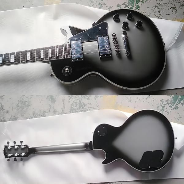 

custom shop gray sunburst electric guitar black pickguard chrome hardware