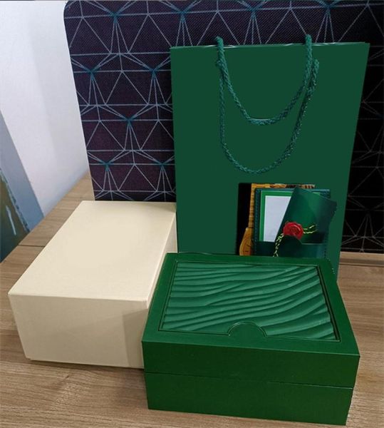 

green cases quality man watch wood luxury box paper bags certificate original boxes for wooden woman watches gift box accessories 6098544, Black;blue