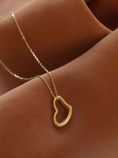 

pendant dainty fashion gold plated stainls steel heart pendant layering chain everyday jewelry open heart necklace luxury1677443, Silver