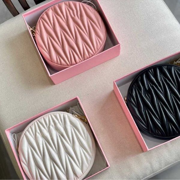 

22 sweet mini fashion leisure rhombic pleated round cake shoulder bag chain skew small female 230519