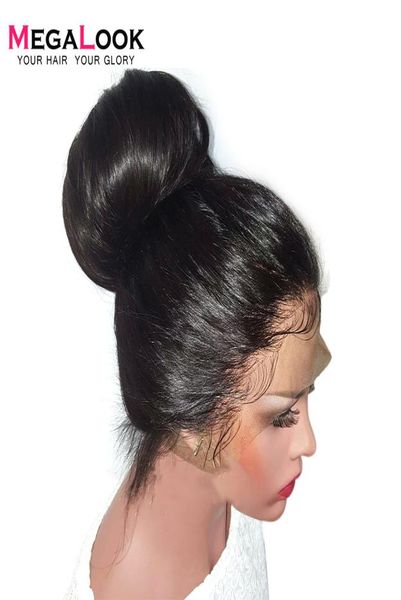 

180 density straight human hair lace front wig pre plucked with baby hair 1234 inch natural color remy hair y1907133379006, Black;brown
