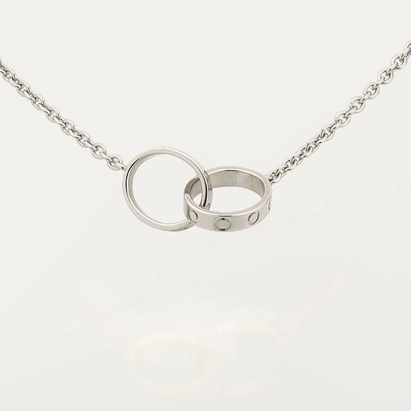 

classic design pendant love screw necklace for women girls double loop charms titanium steel wedding jewelry, Silver