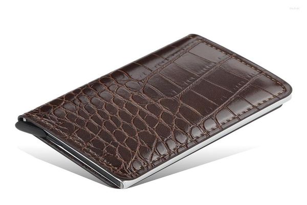 

card holders alligator holder men business automatic rfid cardholder fashion id aluminium creditcard protectors case for ban9495534, Brown;gray