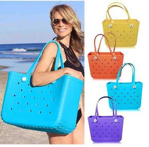 

large beach bag summer eva basket bags women silicon beach tote with holes breathable pouch shopping storage basket 230516
