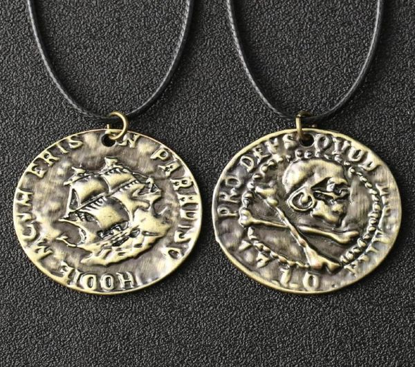 

uncharted 4 necklace nathan drake mysterious sea area skull cross bone pirate coin vintage pendant movie game jewelry whole j13711097, Silver