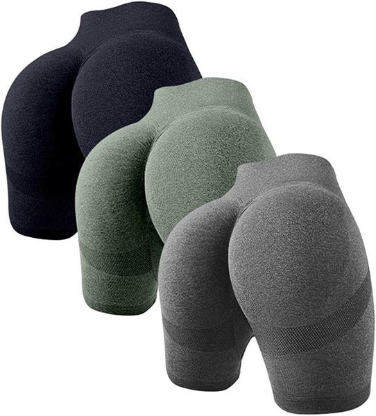 

3 woman shorts summer fashion oqq piece women's butt lifting yoga workout high waist tummy control ruched booty pants, White;black