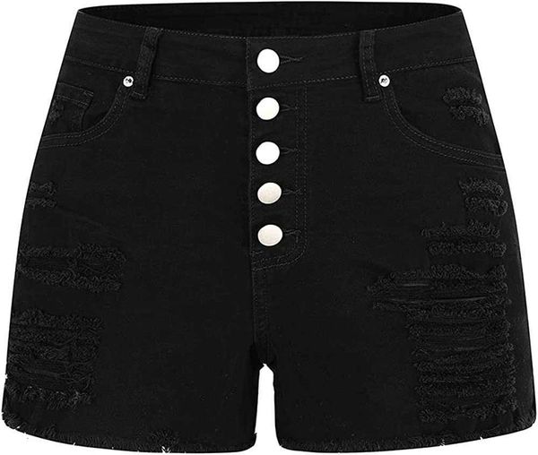 

star woman shorts women summer fashion mid thunder rise ripped stretchy jeans frayed raw hem casual denim, White;black