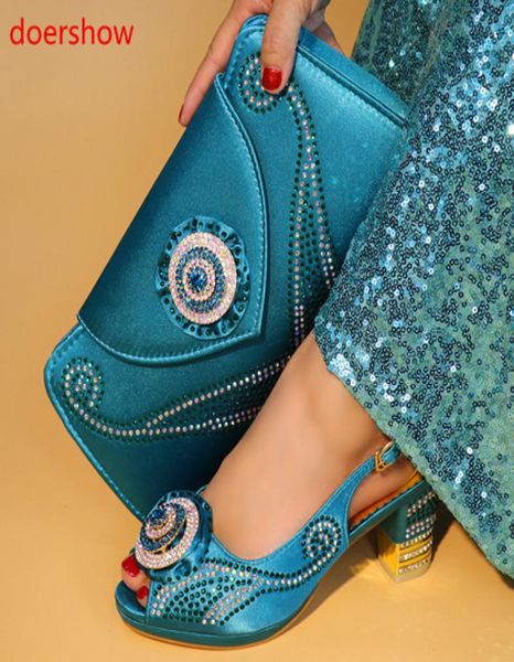 

new arrival stones shoes and matching bag set italian elegant african woman slipper pumps shoes and bag set for party snyy1207734672, Black