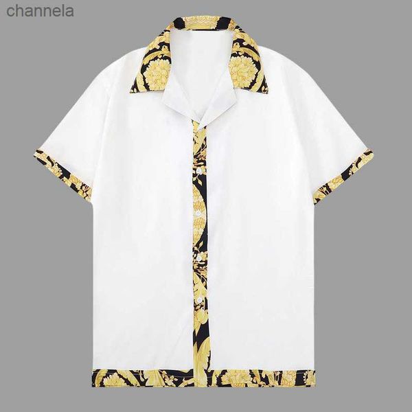 

men's casual shirts men hawaiian shirts streetwear gold baroque pattern print beach shirt 2023 spring shirt hip hop casual tropical hol, White;black