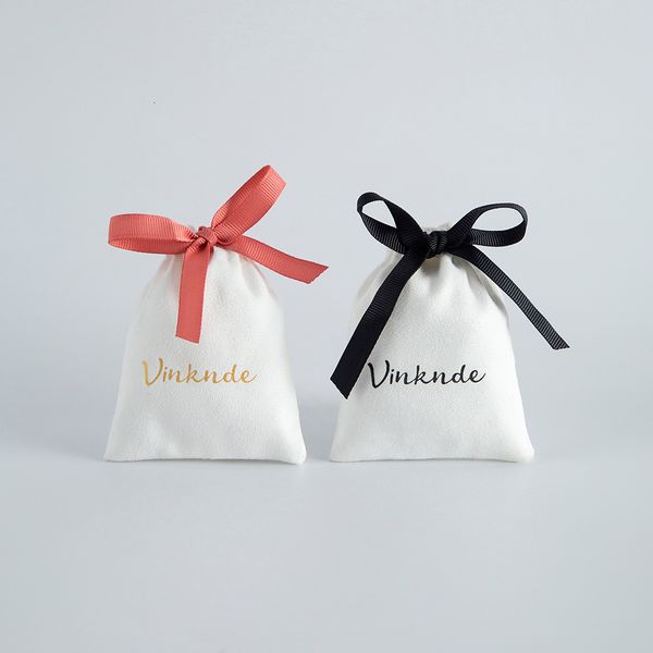

cuff links 100pcs bulk white flannel ribbon gift jewelry bags 5x7cm custom drawstring velvet cosmetics packaing suede pouches 230519, Silver
