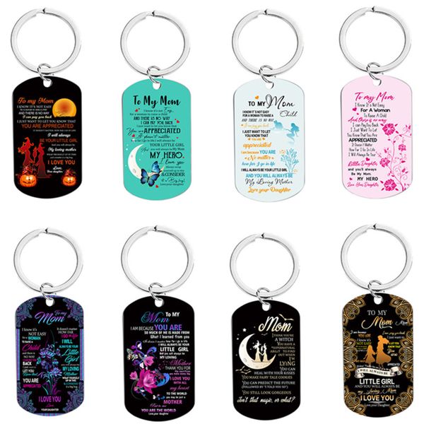 

novelty colorful stainless steel designer keychains to my mom i love you letters black keychain key chain car keyring charm jewelry for fami, Silver