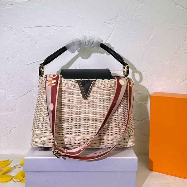 

designer womens shoulder bag braided bamboo basket handbag shoulder strap adjustable detachable crossbody bags capacity super large vegetabl