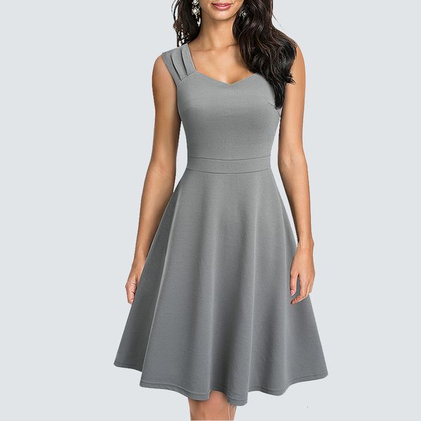 

basic casual dresses women v neck casual stylish elegant party retro solid color slim a line dress ha246 230519, Black;gray