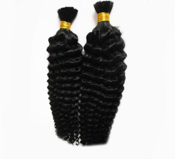 

no weft curly human hair bundles hair extension 2 bundle bulk human hair for braiding7356588, Black