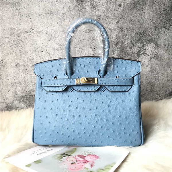 

birkins handbags women's leather bag simple ostrich pattern bag cowhide bag large handbag women's bag one shoulder fashion bag ayw