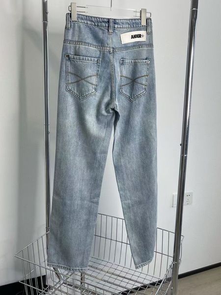 

women's jeans women jeans pants jil spring summer solid color back pocket handmade letter sewing design women straight denim pants 2305, Blue