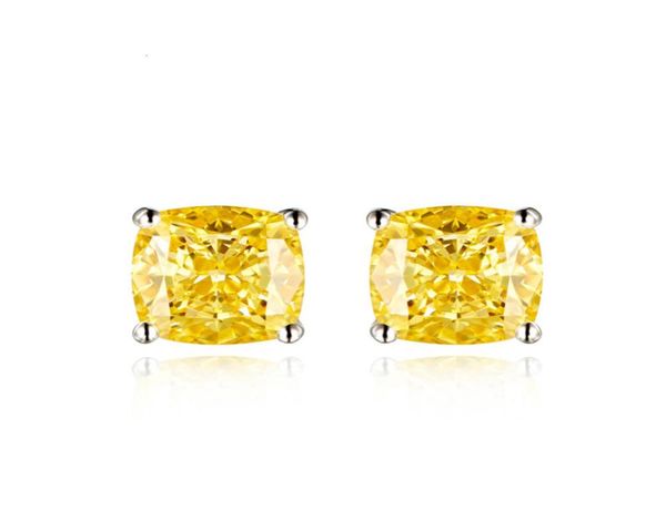 

hbp 925 silver plated 18k platinum yellow diamond earrings 1 carat square earrings aura750 for women2421139, Golden