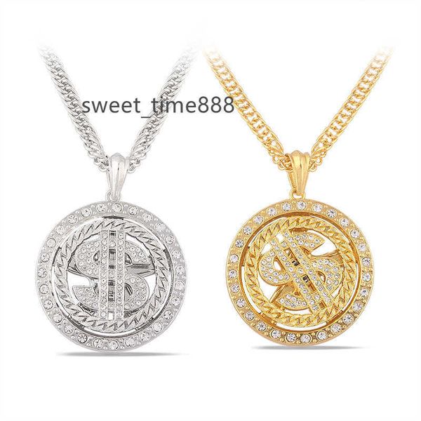

hip hop street dollar turntable necklace rap hiphop can turn dollar pendant tiktok earn more, Black