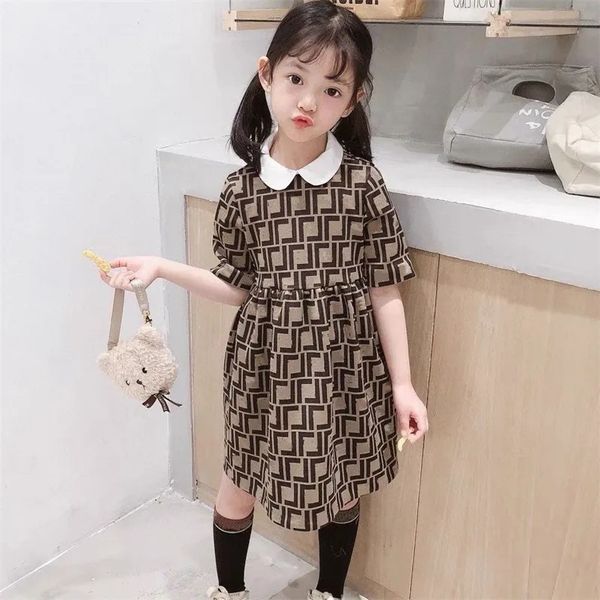 

designer girls dresses baby girl luxury clothes summer short sleeve dress childrens letter clothing baby kids party dress high quality, Red;yellow
