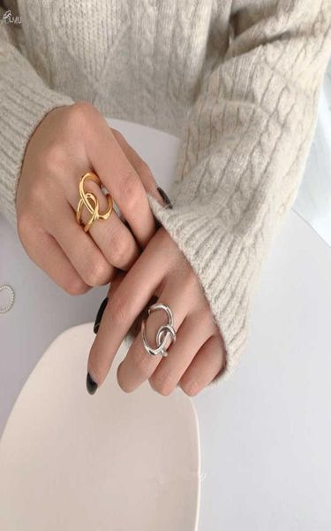 

aomu 1pc 2021 fashion geometric irregular gold silver color metal rings for women minimalist ring party jewelry gifts q07088914232