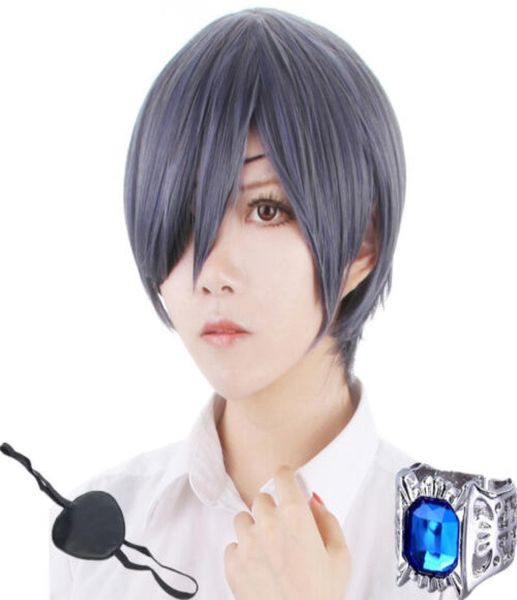 

black butler kuroshitsuji ciel phantomhive gray blue mix cosplay wig1435757, Black;brown