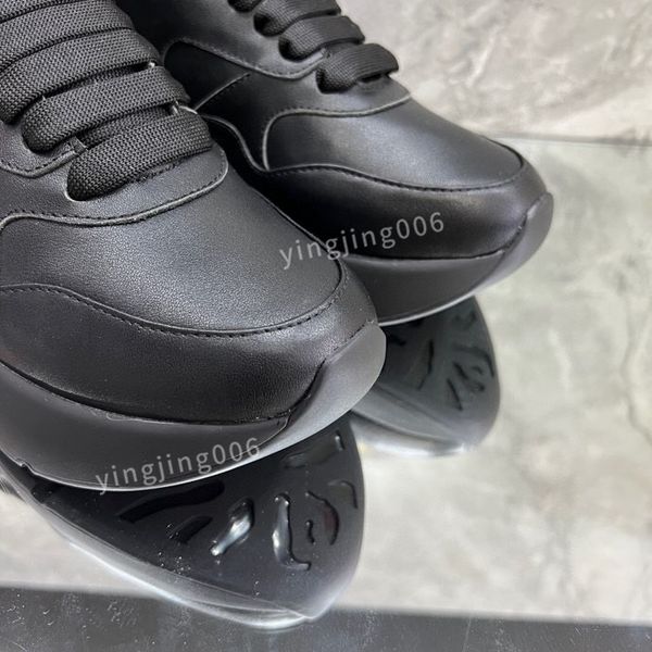 

2023new brand fashion designer platform men casual shoes leather lace-up sneaker lady flat running trainers letters gym sneaker, Black