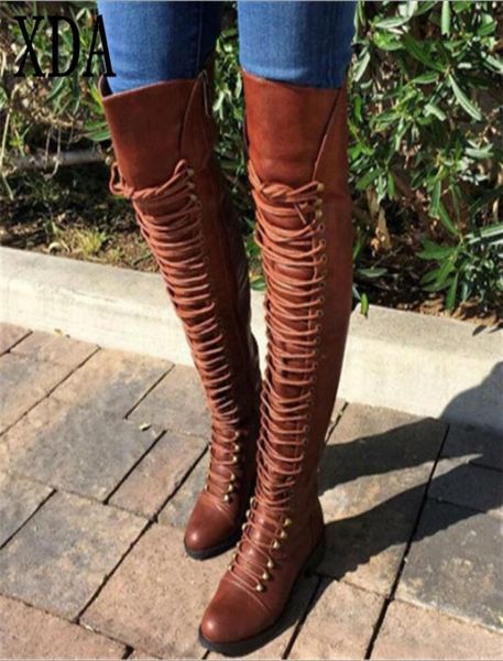

boots xda 2022 women039s over knee high boot lace up slim thigh heel long shoes heels a116719708, Black