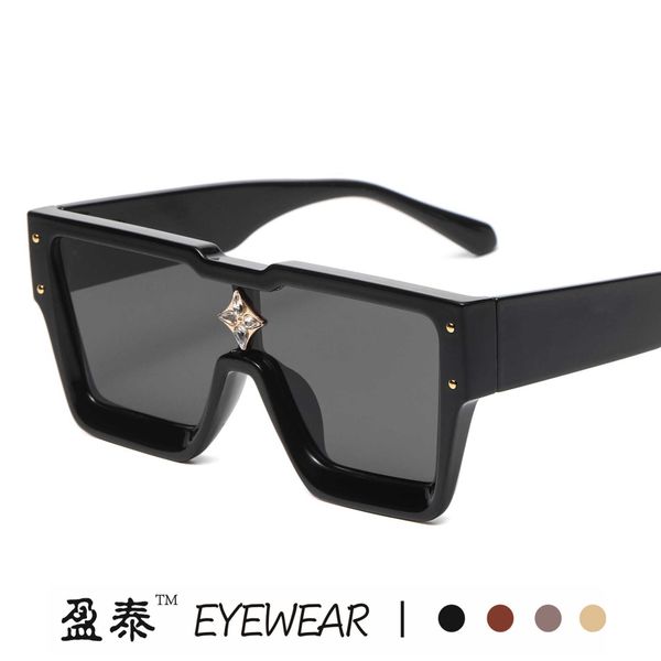 

new millionaire personalized men's conjoined square flower sunglasses, White;black