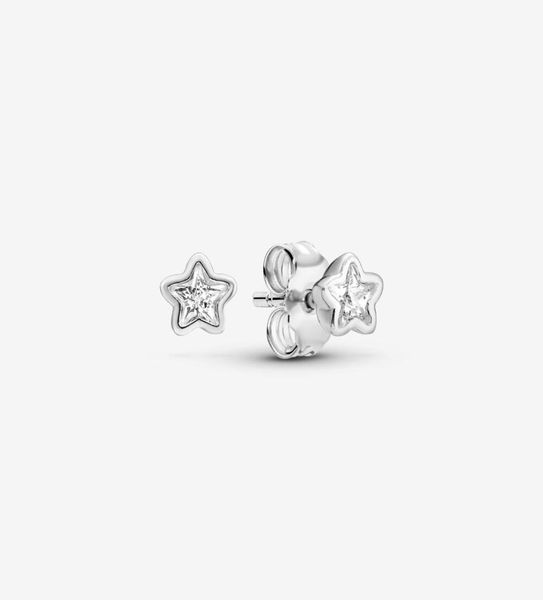 

authentic 100 925 sterling silver sparkling star stud earrings fashion wedding engagement jewelry accessories for women gift3232755, Golden;silver