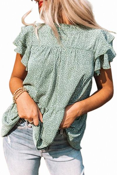 

green cheetah spotted ruffle 2023 new a1bz#, White