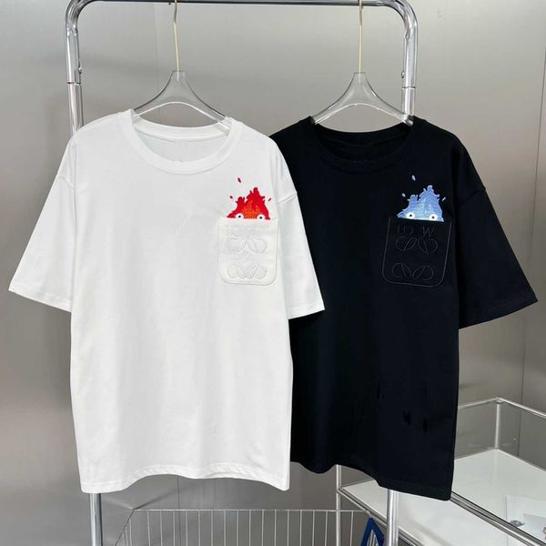 

2023 summer new high edition loose simple fire letter couple round neck short sleeve t-shirt, White