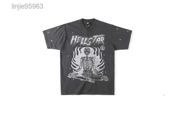 

hellstar studios meditating skeleton print tee trendy hip-hop short sleeves man women t cotton men vintage t-shirts summer outfits 15duv, White;black