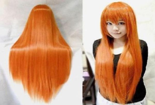 

80cm long straight wigs fashion cosplay costume anime hair party full6113348, Black;brown