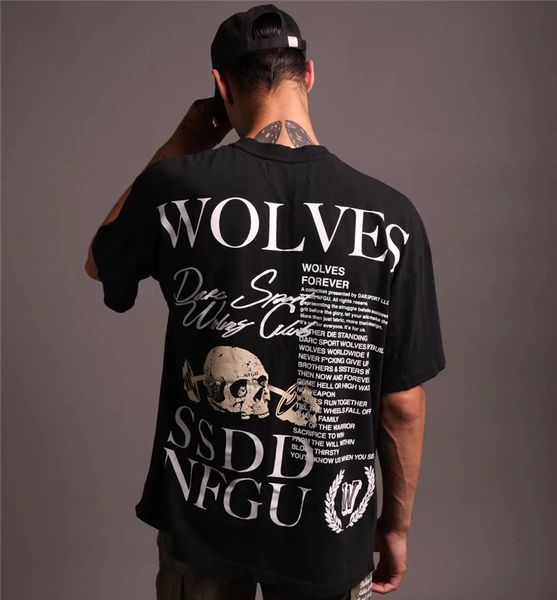 

mens tshirts darc sport oversize hip hop skull letter print short sleeve summer cool 100% cotton loose casual 230518, White;black