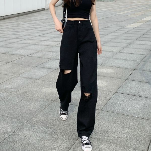 

women's jeans women wide leg hip-hop mopping vintage summer high street jeans holes black chic oversized s-5xl oversize harajuku casual, Blue