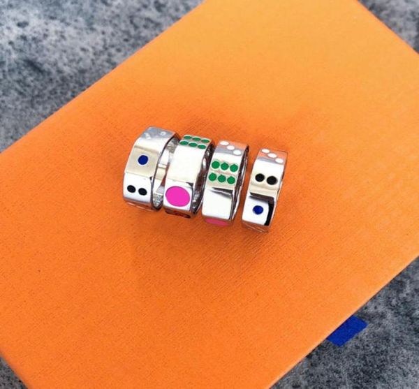 

love rings valentines day dice rings bague fashion mens ring jewelry anniversary presents lovers gift floral print 202105285xv9571643, Silver