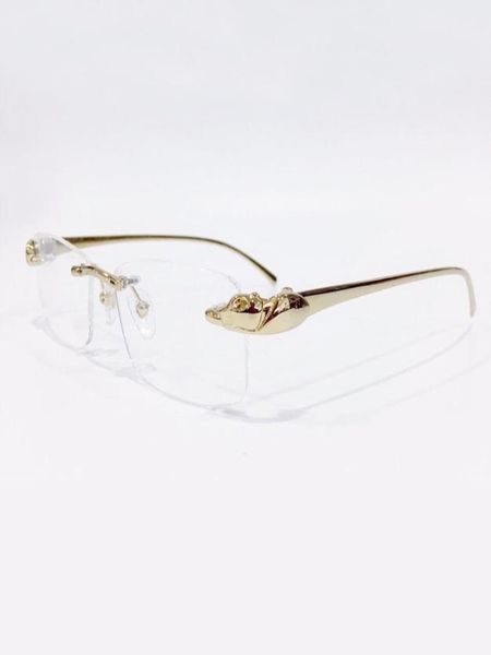 

eyeglasses rimless frames optical glasses metal frameless eyeglasse gold frame clear lens for men fashion sunglasses frame with bo1825469, Black
