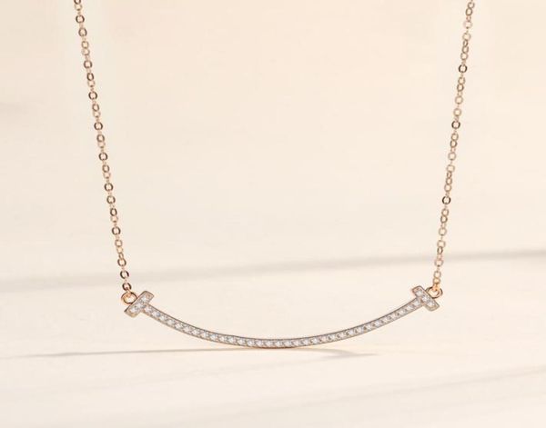 

925 sterling silver pendant necklaces t family large smooth face smile rose gold chain necklace5922240