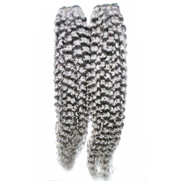 

gray hair extensions brazilian hair weave bundles 2 piece 200g kinky curly grey hair weave double weft9510331, Black