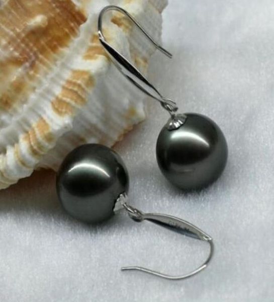 

real pearl jewelry 910mm perfect round south sea black pearl earring silver6422923, Silver