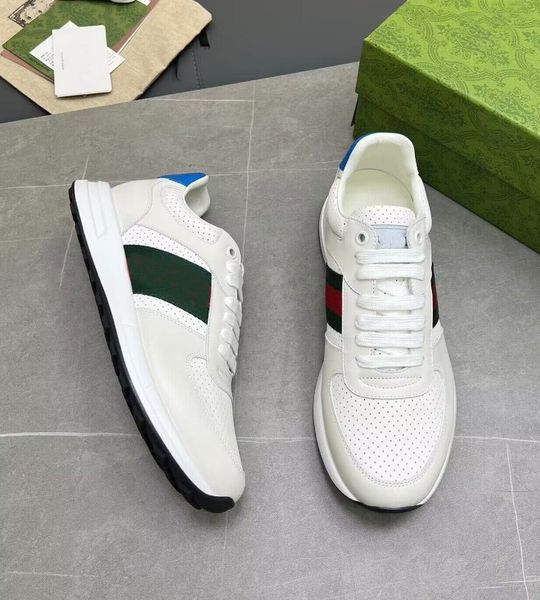 

luxury low-men interlocking sneaker shoes suede leather mesh breath skateboard walking wholesale party dress rhython trainers eu38-46, Black