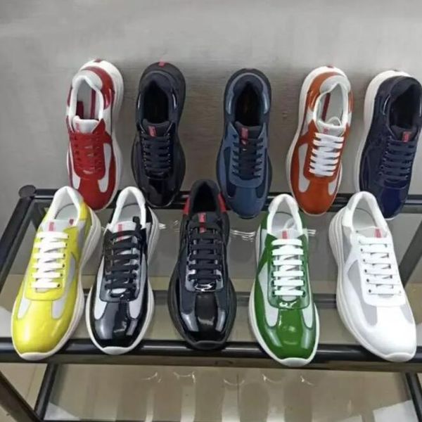 

casual shoes designer america cup xl patent leather sneakers flat trainers for men nylon black mesh lace-up outdoor runner trainer sport sho