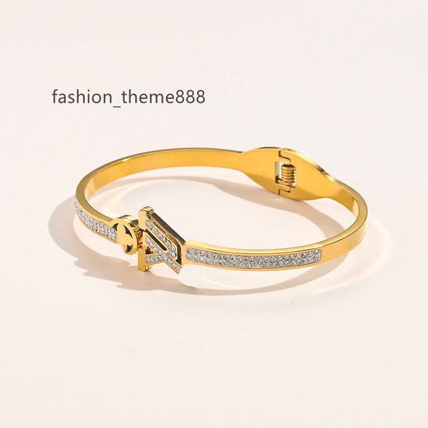 

designer branded bracelets women bangle luxury designer letter bracelet crystal 18k gold plated stainless steel wedding lovers gift jewelry, Black