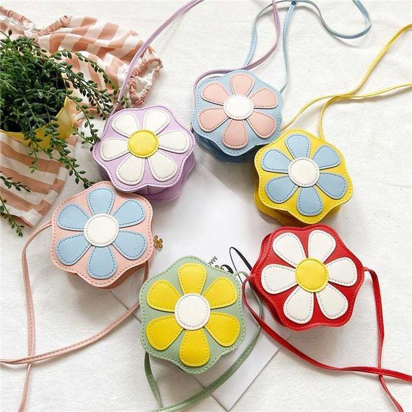 

cute baby girl flower coin wallet fashion children's cross body bag pu leather children's shoulder bag cartoon small wallet handba, Black
